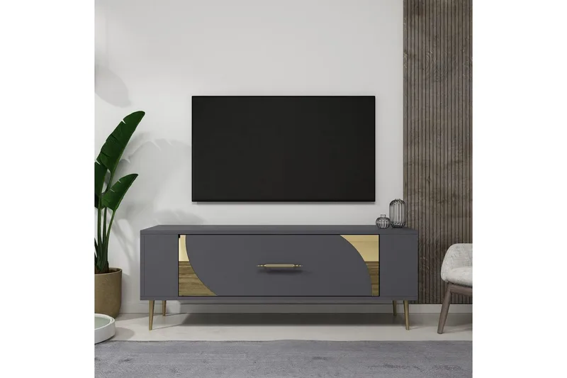 Olyra Tv-bänk 120 cm - Antracit/Guld - Möbler - Vardagsrum - Tv-möbler & mediamöbler - Tv-bänkar