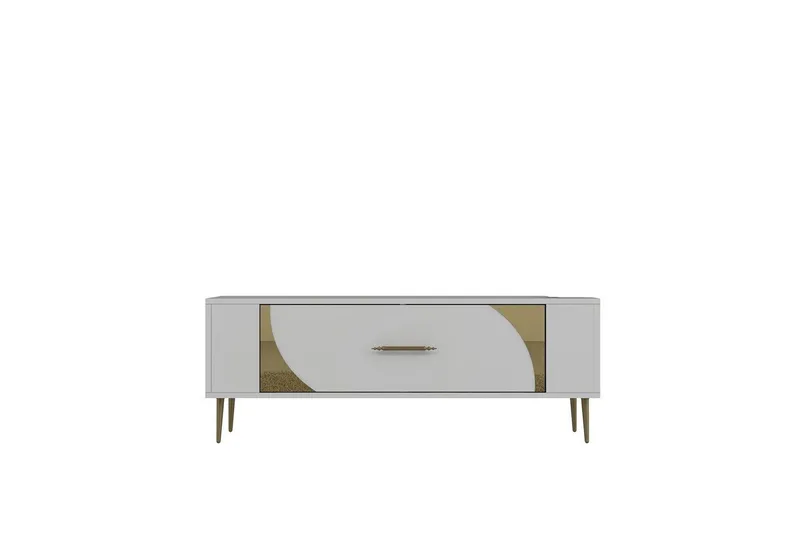 Olyra Tv-bänk 120 cm - Vit/Guld - Möbler - Vardagsrum - Tv-möbler & mediamöbler - Tv-bänkar