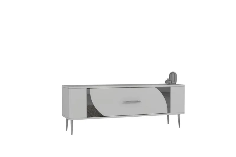 Olyra Tv-bänk 120 cm, Vit/Silver