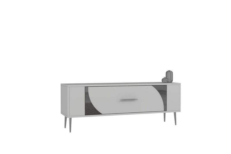 Olyra Tv-bänk 120 cm, Vit/Silver