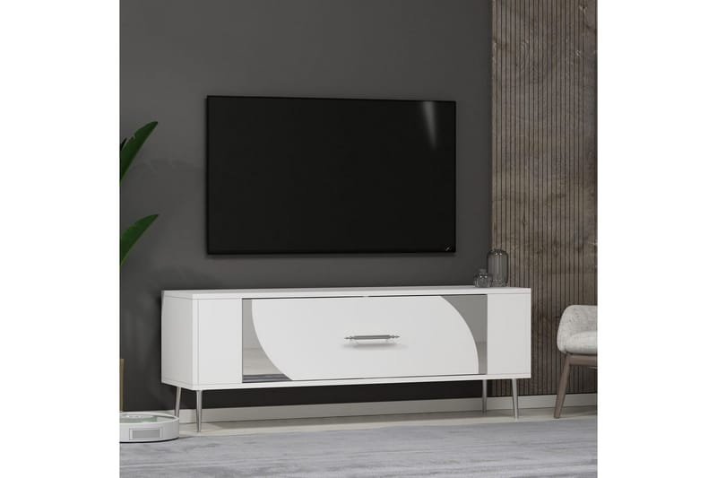 Olyra Tv-bänk 120 cm - Vit/Silver - Möbler - Vardagsrum - Tv-möbler & mediamöbler - Tv-bänkar