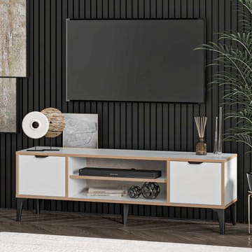 Olyros Tv-bänk 140 cm med Förvaring i Trä med Metallben - Vit - Möbler - Vardagsrum - Tv-möbler & mediamöbler - Tv-bänkar