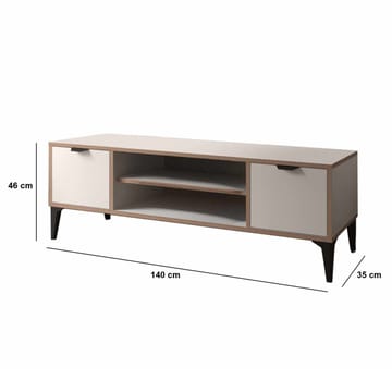 Olyros Tv-bänk 140 cm med Förvaring i Trä med Metallben - Vit - Möbler - Vardagsrum - Tv-möbler & mediamöbler - Tv-bänkar