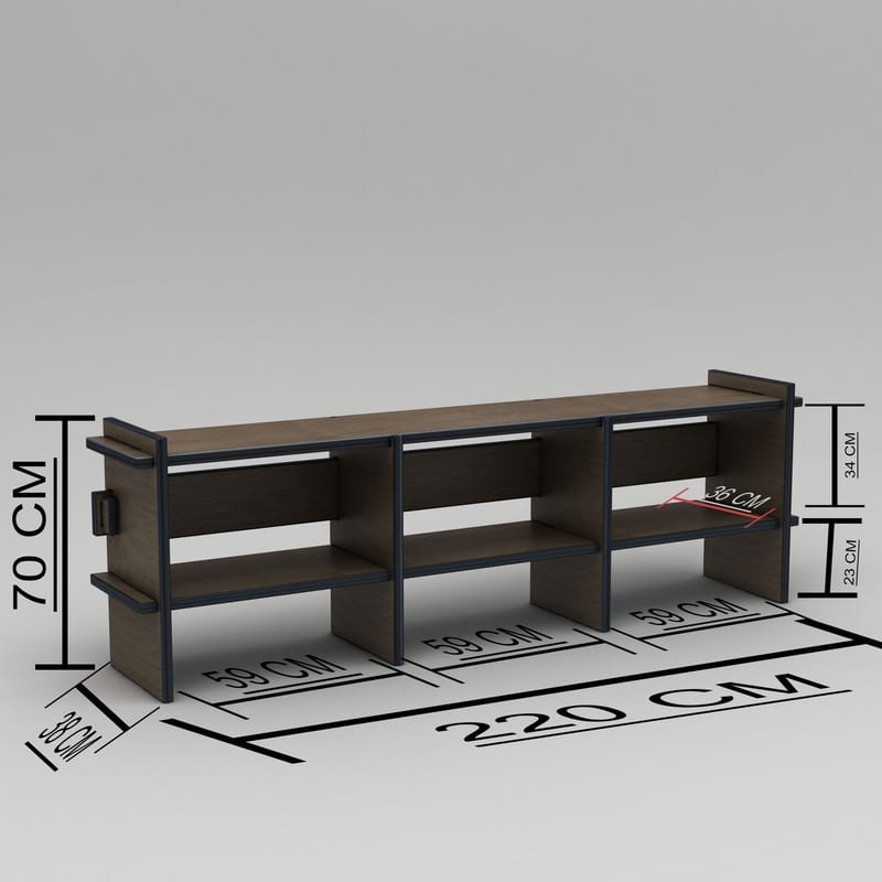 Ropira TV-bänk 220 cm - Valnöt - Möbler - Vardagsrum - Tv-möbler & mediamöbler - Tv-väggfästen & mediastativ - Tv stativ & väggfästen