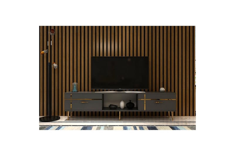 Safiya Tv-bänk 150 cm - Antracit/Guld - Möbler - Vardagsrum - Tv-möbler & mediamöbler - Tv-bänkar