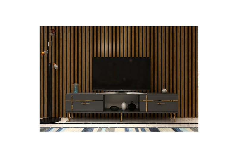 Safiya Tv-bänk 150 cm - Antracit/Guld - Möbler - Vardagsrum - Tv-möbler & mediamöbler - Tv-bänkar
