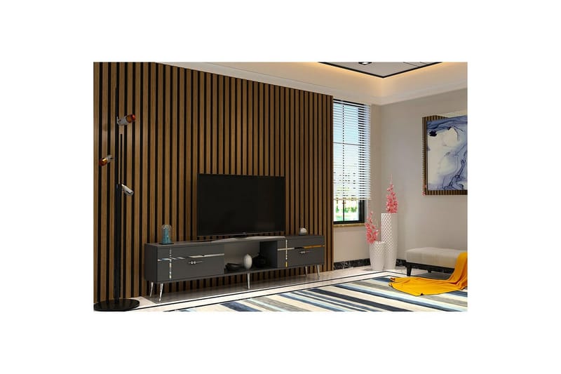 Safiya Tv-bänk 150 cm - Antracit/Silver - Möbler - Vardagsrum - Tv-möbler & mediamöbler - Tv-bänkar