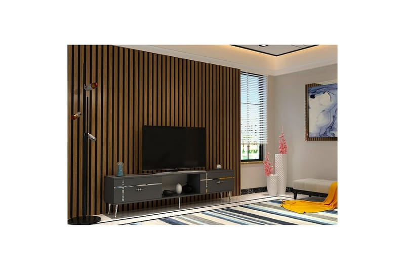 Safiya Tv-bänk 150 cm - Antracit/Silver - Möbler - Vardagsrum - Tv-möbler & mediamöbler - Tv-bänkar
