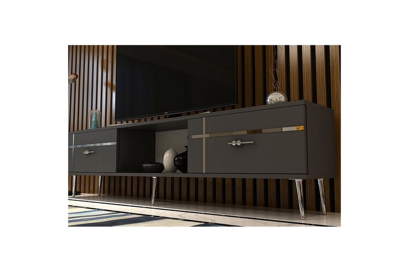 Safiya Tv-bänk 150 cm - Antracit/Silver - Möbler - Vardagsrum - Tv-möbler & mediamöbler - Tv-bänkar