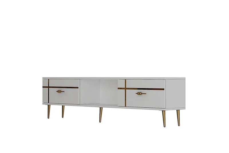 Safiya Tv-bänk 150 cm, Vit/Guld
