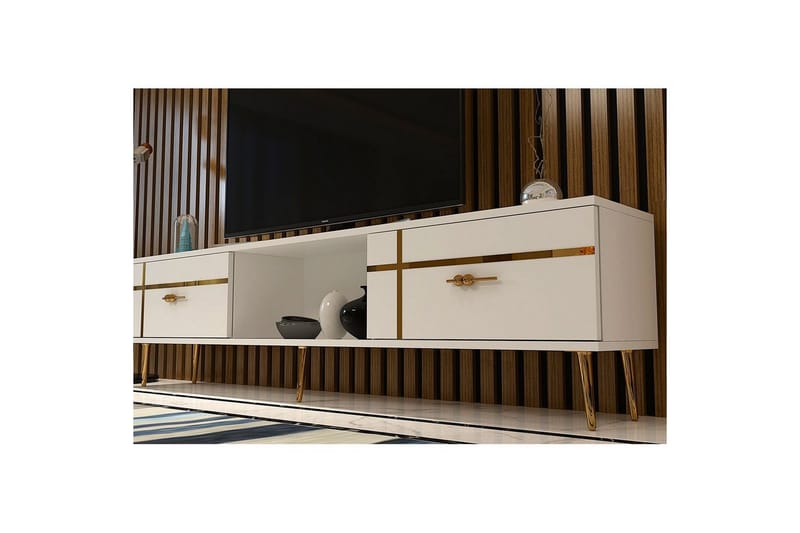 Safiya Tv-bänk 150 cm - Vit/Guld - Möbler - Vardagsrum - Tv-möbler & mediamöbler - Tv-bänkar