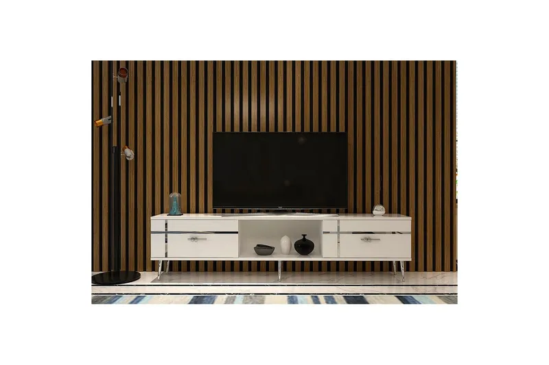 Safiya Tv-bänk 150 cm - Vit/Silver - Möbler - Vardagsrum - Tv-möbler & mediamöbler - Tv-bänkar