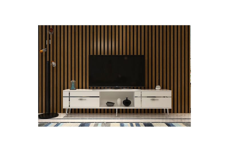 Safiya Tv-bänk 150 cm - Vit/Silver - Möbler - Vardagsrum - Tv-möbler & mediamöbler - Tv-bänkar
