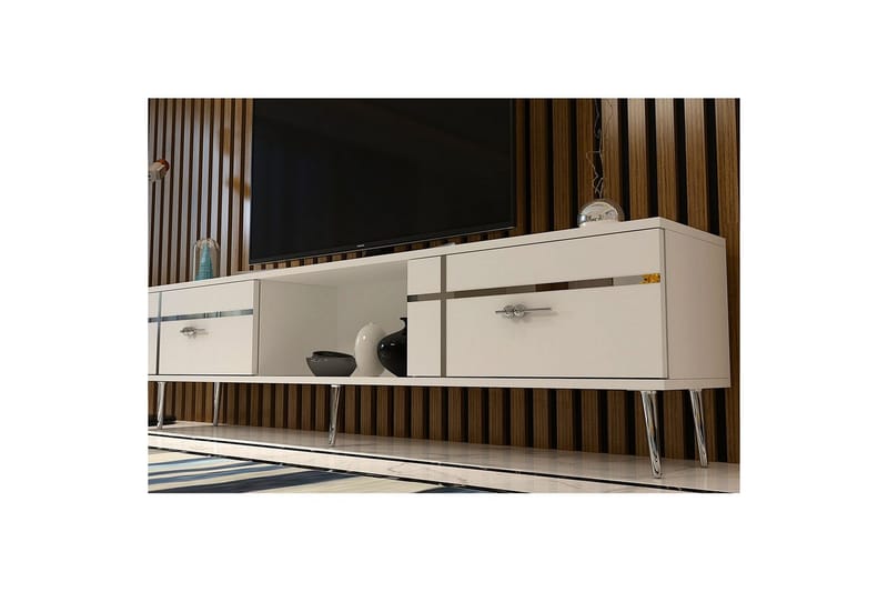Safiya Tv-bänk 150 cm - Vit/Silver - Möbler - Vardagsrum - Tv-möbler & mediamöbler - Tv-bänkar