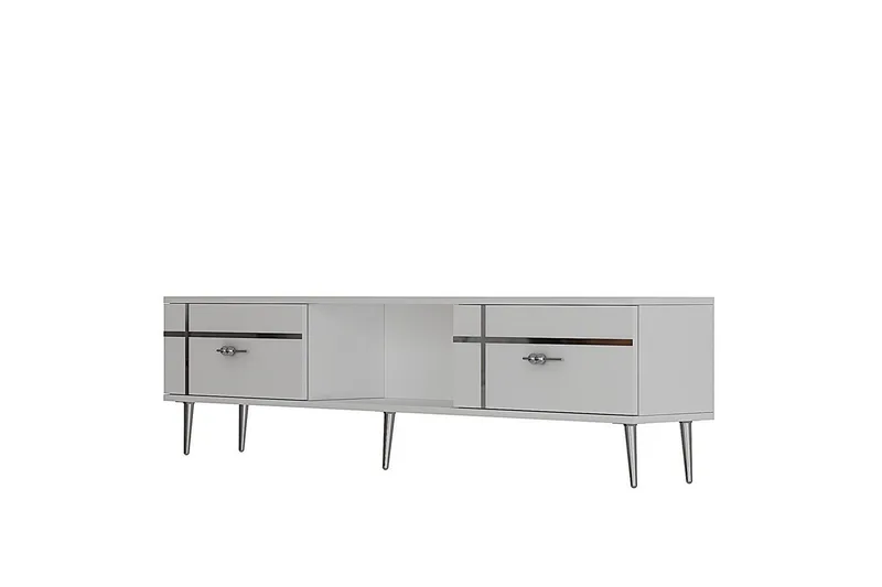Safiya Tv-bänk 150 cm, Vit/Silver