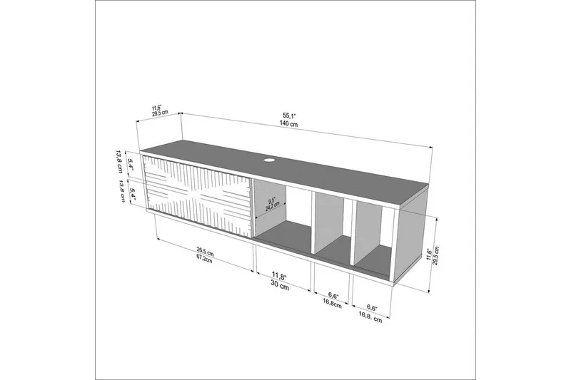 Saller Tv-bänk 140 cm - Svart/Vit - Möbler - Vardagsrum - Tv-möbler & mediamöbler - Tv-bänkar
