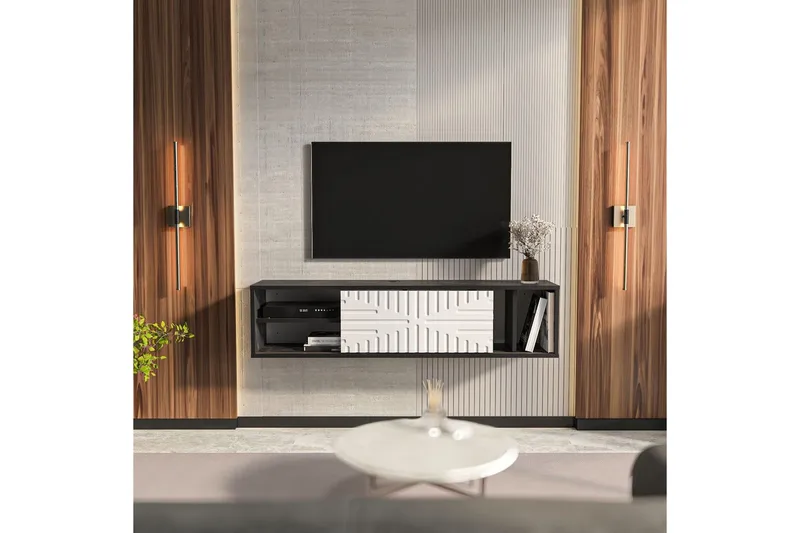 Saller Tv-bänk 140 cm - Svart/Vit - Möbler - Vardagsrum - Tv-möbler & mediamöbler - Tv-bänkar