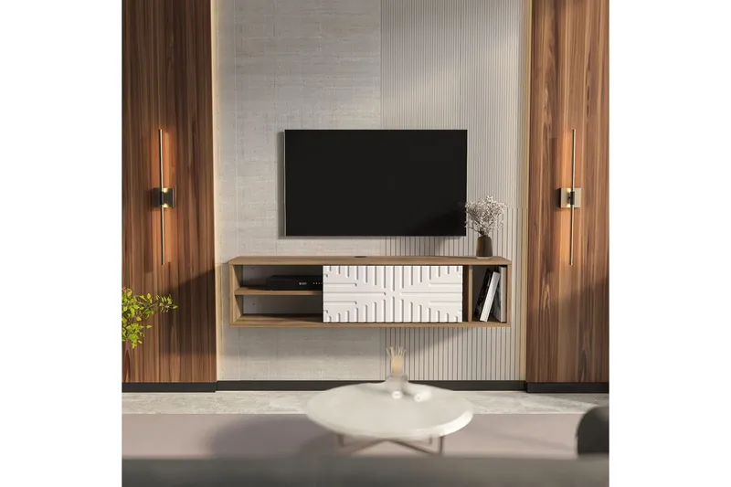 Saller Tv-bänk 140 cm - Valnöt/Vit - Möbler - Vardagsrum - Tv-möbler & mediamöbler - Tv-bänkar