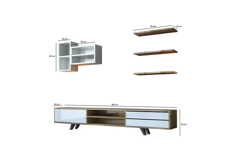 Seyra Tv-stativ 45 cm - Vit/Ek - Möbler - Vardagsrum - Tv-möbler & mediamöbler - Tv-väggfästen & mediastativ - Tv stativ & väggfästen