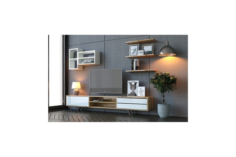 Seyra Tv-stativ 45 cm - Vit/Ek - Möbler - Vardagsrum - Tv-möbler & mediamöbler - Tv-väggfästen & mediastativ - Tv stativ & väggfästen