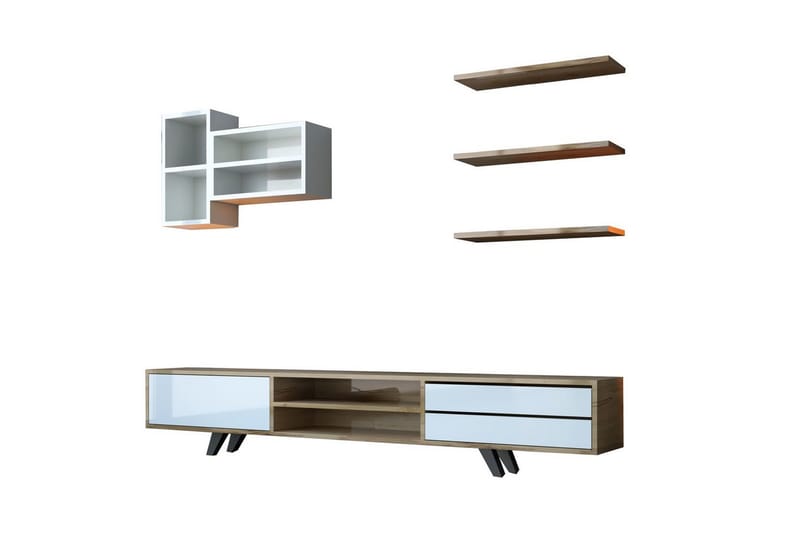 Seyra Tv-stativ 45 cm - Vit/Ek - Möbler - Vardagsrum - Tv-möbler & mediamöbler - Tv-väggfästen & mediastativ - Tv stativ & väggfästen