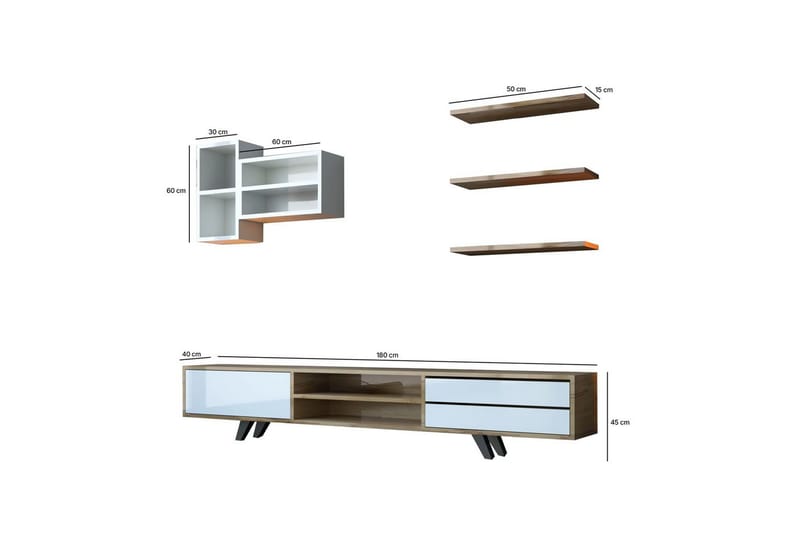 Seyra Tv-stativ 45 cm - Vit/Ek - Möbler - Vardagsrum - Tv-möbler & mediamöbler - Tv-väggfästen & mediastativ - Tv stativ & väggfästen