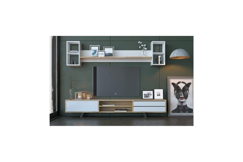 Seyra Tv-stativ 45 cm - Vit/Ek - Möbler - Vardagsrum - Tv-möbler & mediamöbler - Tv-väggfästen & mediastativ - Tv stativ & väggfästen