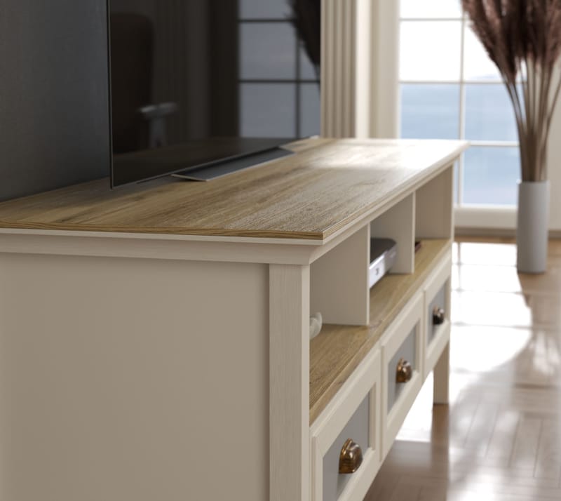 Sopira TV-bänk 150 cm - Cream, ek och grå - Möbler - Vardagsrum - Tv-möbler & mediamöbler - Tv-väggfästen & mediastativ - Tv stativ & väggfästen