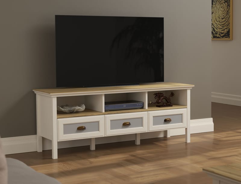 Sopira TV-bänk 150 cm - Cream, ek och grå - Möbler - Vardagsrum - Tv-möbler & mediamöbler - Tv-väggfästen & mediastativ - Tv stativ & väggfästen