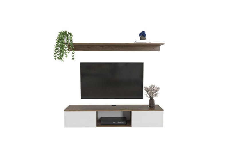 Sovric Tv-bänk 140 cm - Valnöt/Vit - Möbler - Vardagsrum - Tv-möbler & mediamöbler - Tv-bänkar