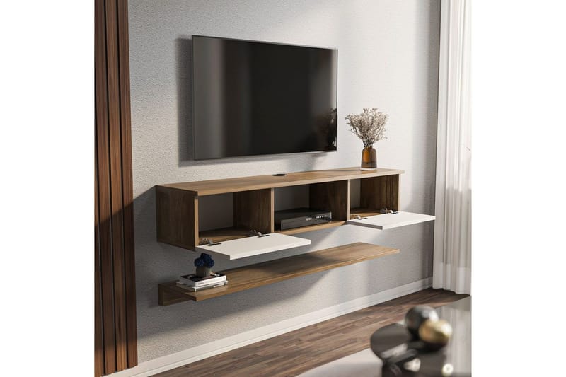 Sovric Tv-bänk 140 cm - Valnöt/Vit - Möbler - Vardagsrum - Tv-möbler & mediamöbler - Tv-bänkar