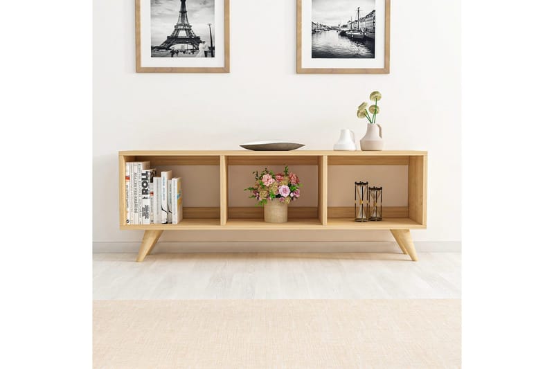 Springhill Golvstående Tv-bänk 120 cm med Förvaring i Målat Trä - Beige - Möbler - Vardagsrum - Tv-möbler & mediamöbler - Tv-bänkar