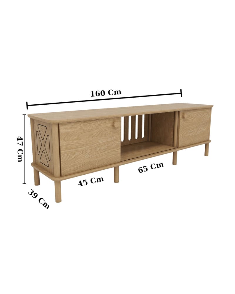 Sunira TV-bänk 160 cm med Förvaring i Ek - Brun - Möbler - Vardagsrum - Tv-möbler & mediamöbler - Tv-bänkar