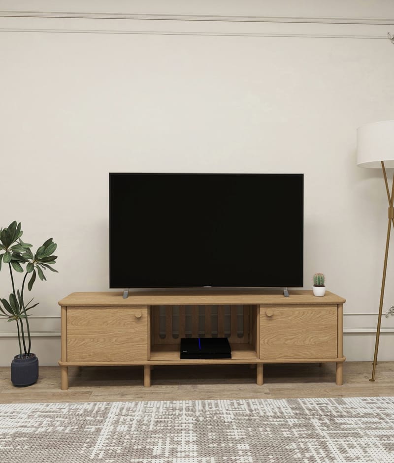 Sunira TV-bänk 160 cm med Förvaring i Ek - Brun - Möbler - Vardagsrum - Tv-möbler & mediamöbler - Tv-bänkar