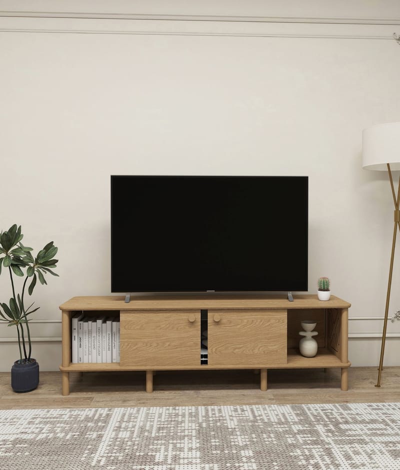 Sunira TV-bänk 160 cm med Förvaring i Ek - Brun - Möbler - Vardagsrum - Tv-möbler & mediamöbler - Tv-bänkar