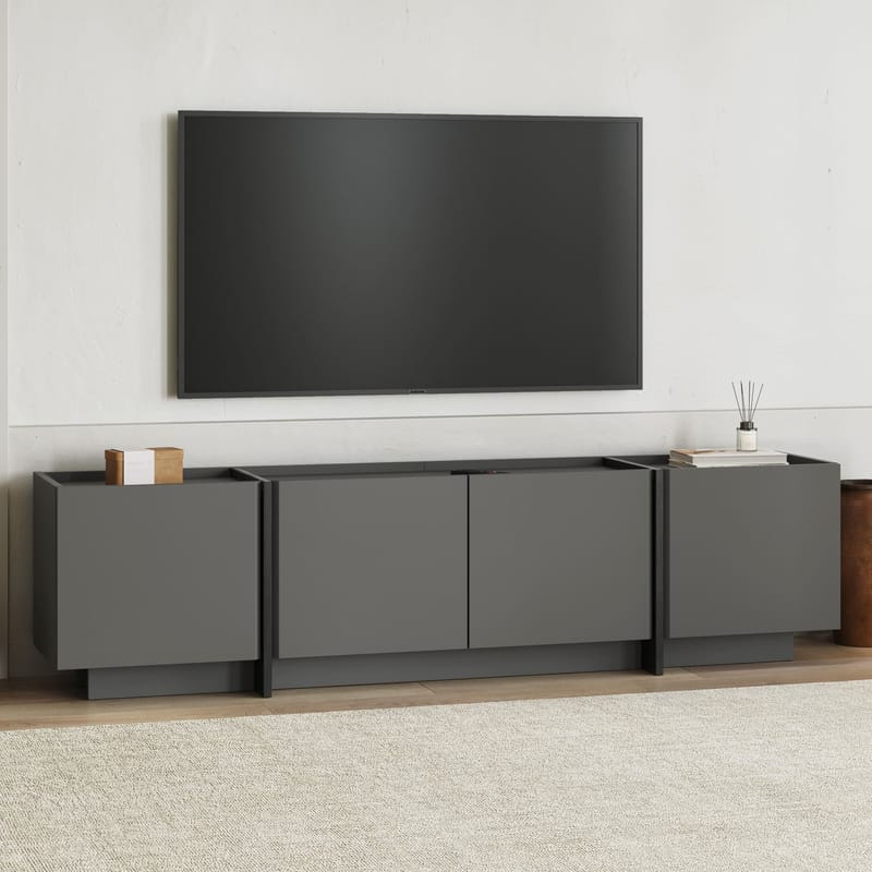 Sylvenn TV-bänk 180 cm - Antracit och svart - Möbler - Vardagsrum - Tv-möbler & mediamöbler - Tv-väggfästen & mediastativ - Tv stativ & väggfästen