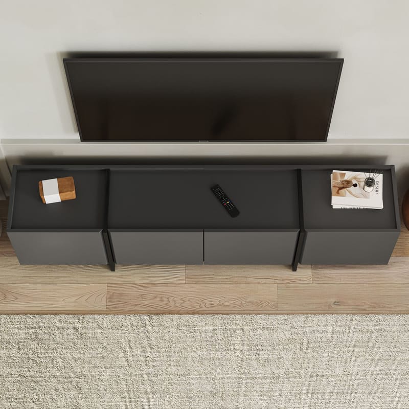 Sylvenn TV-bänk 180 cm - Antracit och svart - Möbler - Vardagsrum - Tv-möbler & mediamöbler - Tv-väggfästen & mediastativ - Tv stativ & väggfästen