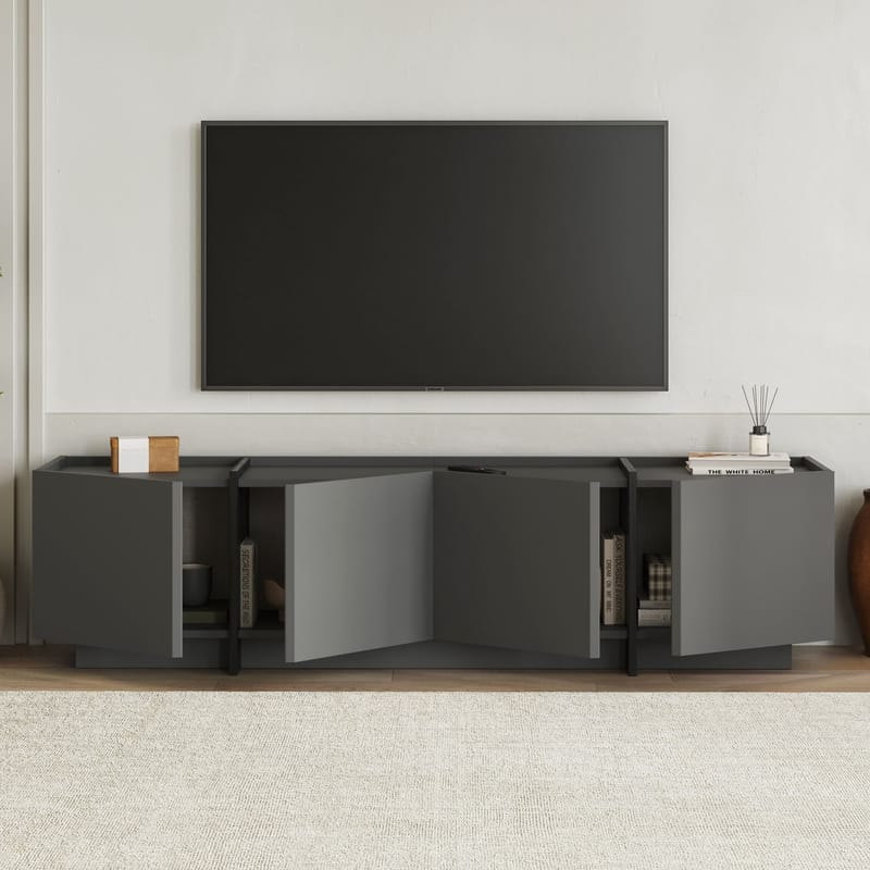 Sylvenn TV-bänk 180 cm - Antracit och svart - Möbler - Vardagsrum - Tv-möbler & mediamöbler - Tv-väggfästen & mediastativ - Tv stativ & väggfästen