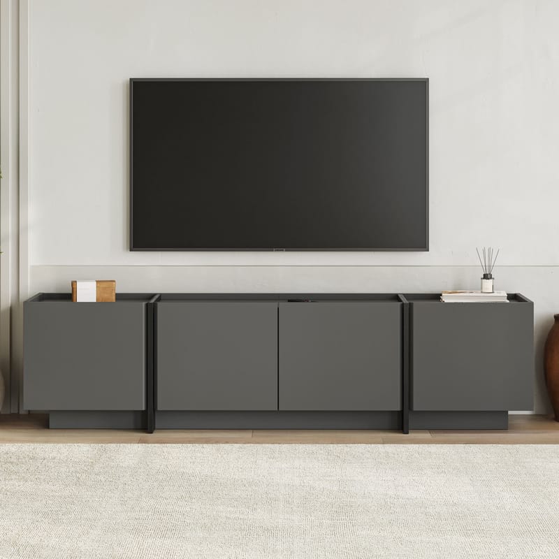 Sylvenn TV-bänk 180 cm - Antracit och svart - Möbler - Vardagsrum - Tv-möbler & mediamöbler - Tv-väggfästen & mediastativ - Tv stativ & väggfästen