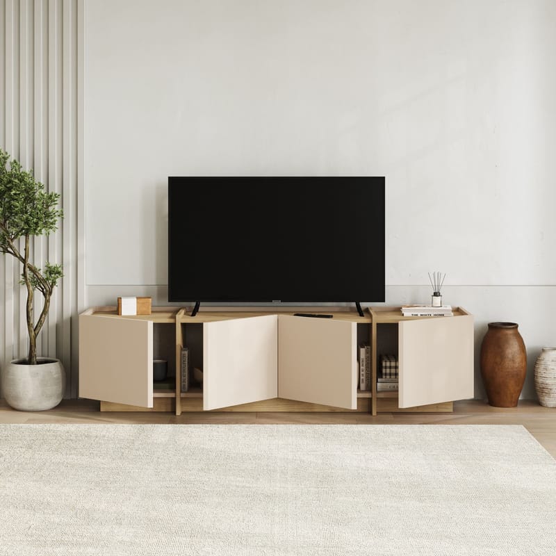 Sylvenn Tv Bänk 180 cm med Förvaring i Ek - Sandbeige - Möbler - Vardagsrum - Tv-möbler & mediamöbler - Tv-bänkar