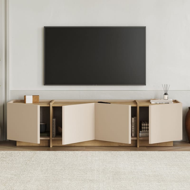 Sylvenn Tv Bänk 180 cm med Förvaring i Ek - Sandbeige - Möbler - Vardagsrum - Tv-möbler & mediamöbler - Tv-bänkar