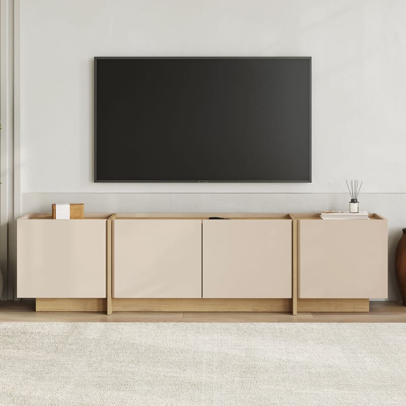 Sylvenn Tv Bänk 180 cm med Förvaring i Ek - Sandbeige - Möbler - Vardagsrum - Tv-möbler & mediamöbler - Tv-bänkar