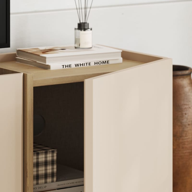 Sylvenn Tv Bänk 180 cm med Förvaring i Ek - Sandbeige - Möbler - Vardagsrum - Tv-möbler & mediamöbler - Tv-bänkar