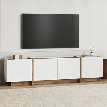 Sylvenn TV-bänk 180 cm - Vitt och Atlantic Pine - Möbler - Vardagsrum - Tv-möbler & mediamöbler - Tv-bänkar