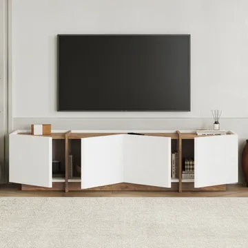 Sylvenn TV-bänk 180 cm - Vitt och Atlantic Pine - Möbler - Vardagsrum - Tv-möbler & mediamöbler - Tv-bänkar