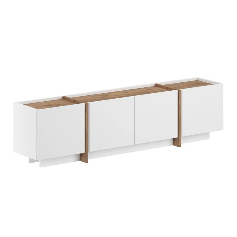 Sylvenn TV-bänk 180 cm, Vitt och Atlantic Pine