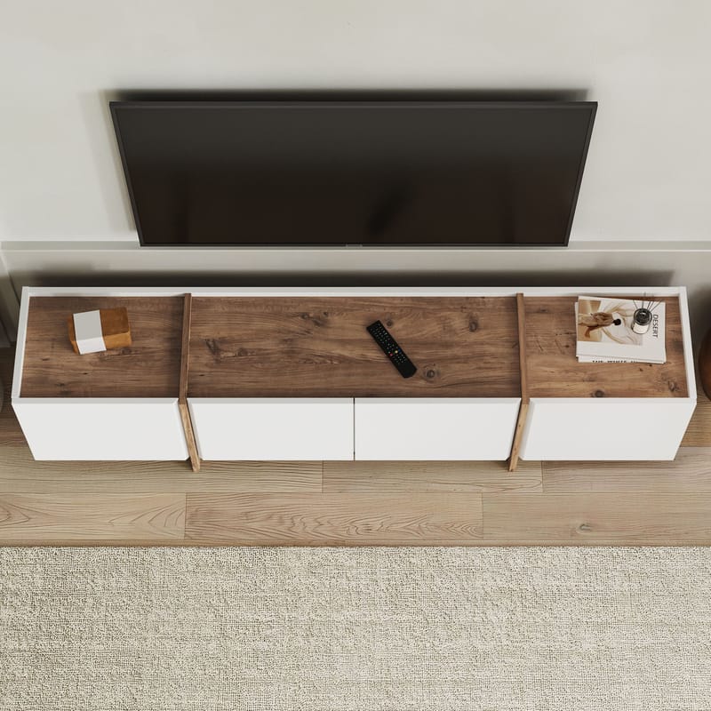 Sylvenn TV-bänk 180 cm - Vitt och Atlantic Pine - Möbler - Vardagsrum - Tv-möbler & mediamöbler - Tv-väggfästen & mediastativ - Tv stativ & väggfästen