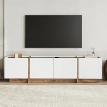 Sylvenn TV-bänk 180 cm - Vitt och Atlantic Pine - Möbler - Vardagsrum - Tv-möbler & mediamöbler - Tv-bänkar