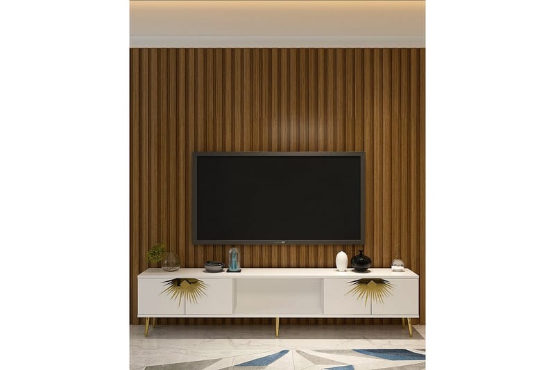 Tari Tv-bänk 150 cm - Vit/Guld - Möbler - Vardagsrum - Tv-möbler & mediamöbler - Tv-bänkar