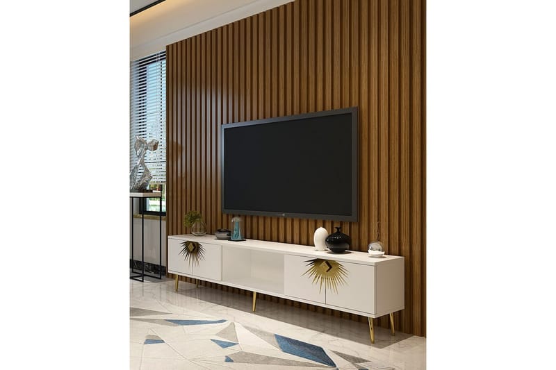 Tari Tv-bänk 150 cm - Vit/Guld - Möbler - Vardagsrum - Tv-möbler & mediamöbler - Tv-bänkar